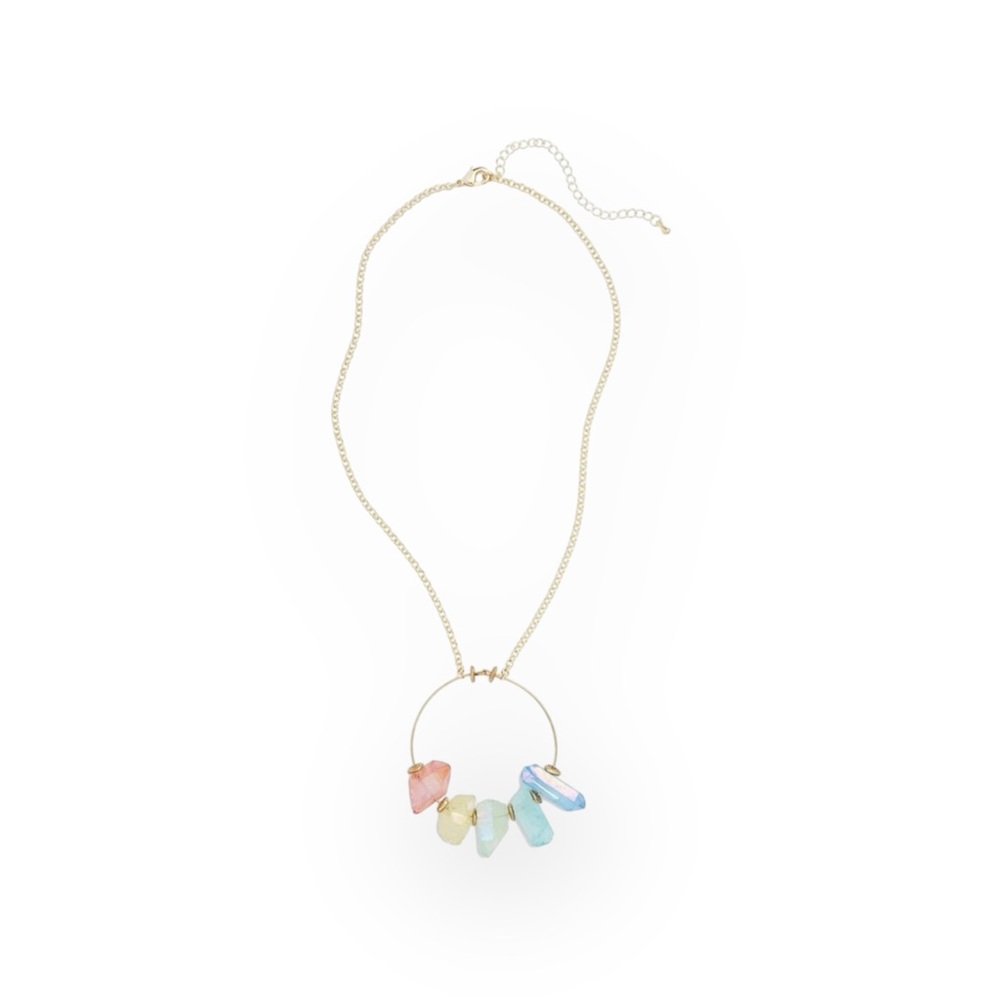 new SOTM Jewels 𑁍 Chakra Crystals Spiritual Statement Pendant Necklace 𑁍 Gold